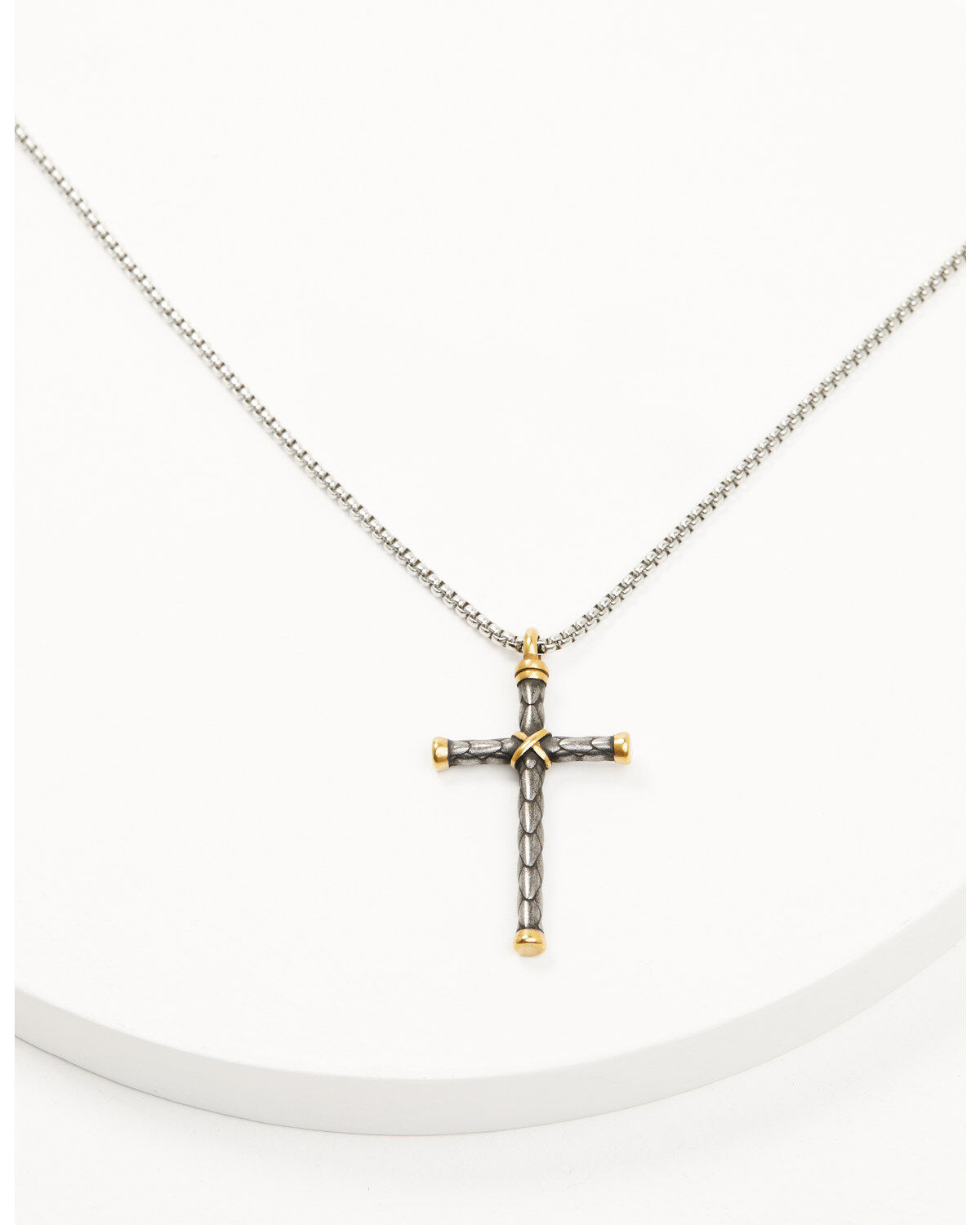Image #2 - Cody James Men's Two-Toned Textured Cross Necklace, Multi, hi-res