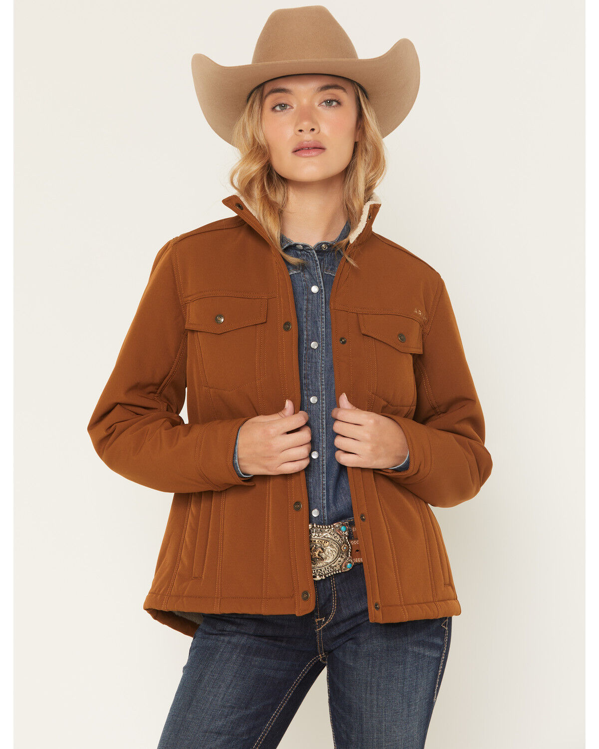 Image #1 - Ariat Women's Berber Back Barn Softshell Jacket, Chestnut, hi-res