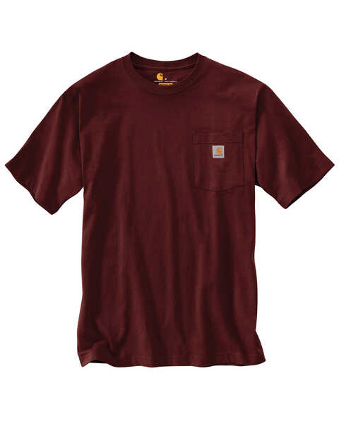 Carhartt Men's Loose Fit Heavyweight Logo Pocket Work T-Shirt - Big & Tall, Port, hi-res