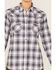 Ariat Women's FR Whitney Plaid Print Long Sleeve Pearl Snap Work Shirt , Lavender, hi-res