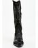 Italian Cowboy Women's Perforated Tall Western Boots - Snip Toe , Black, hi-res