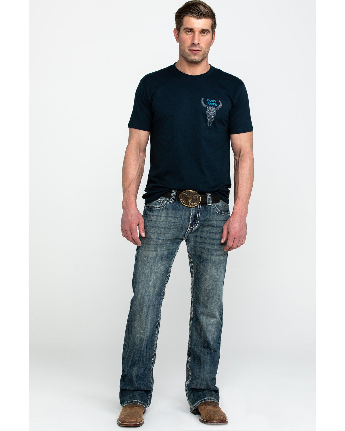 slim fit jeans with cowboy boots