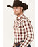 Image #2 - Blue Ranchwear Men's Eastland Checkered Long Sleeve Snap Western Shirt, Red, hi-res
