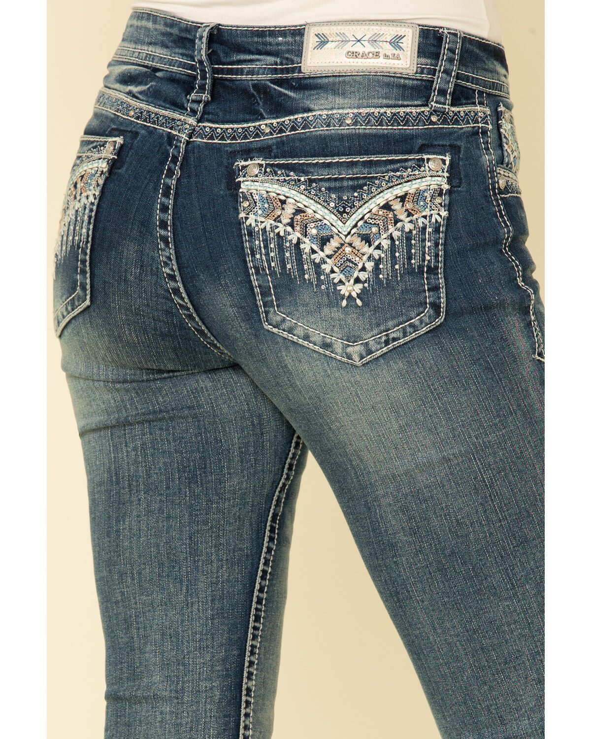 women's embroidered bootcut jeans