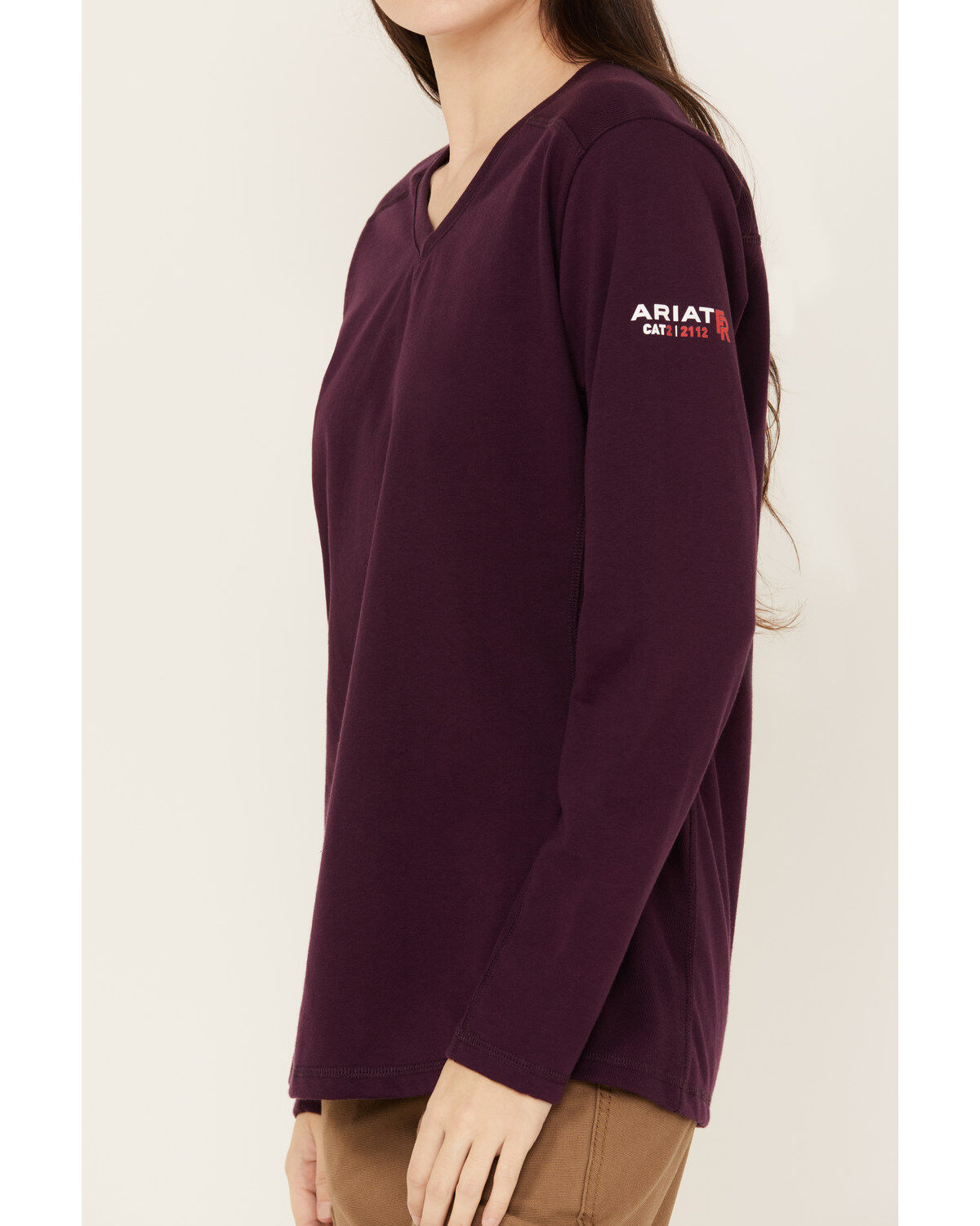Image #3 - Ariat Women's AC Crew Fire Resistant Long Sleeve Work Shirt, Purple, hi-res
