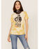 Image #1 - Bohemian Cowgirl Women's Like My Man Ripped Graphic Bleach Spray Tee, Mustard, hi-res