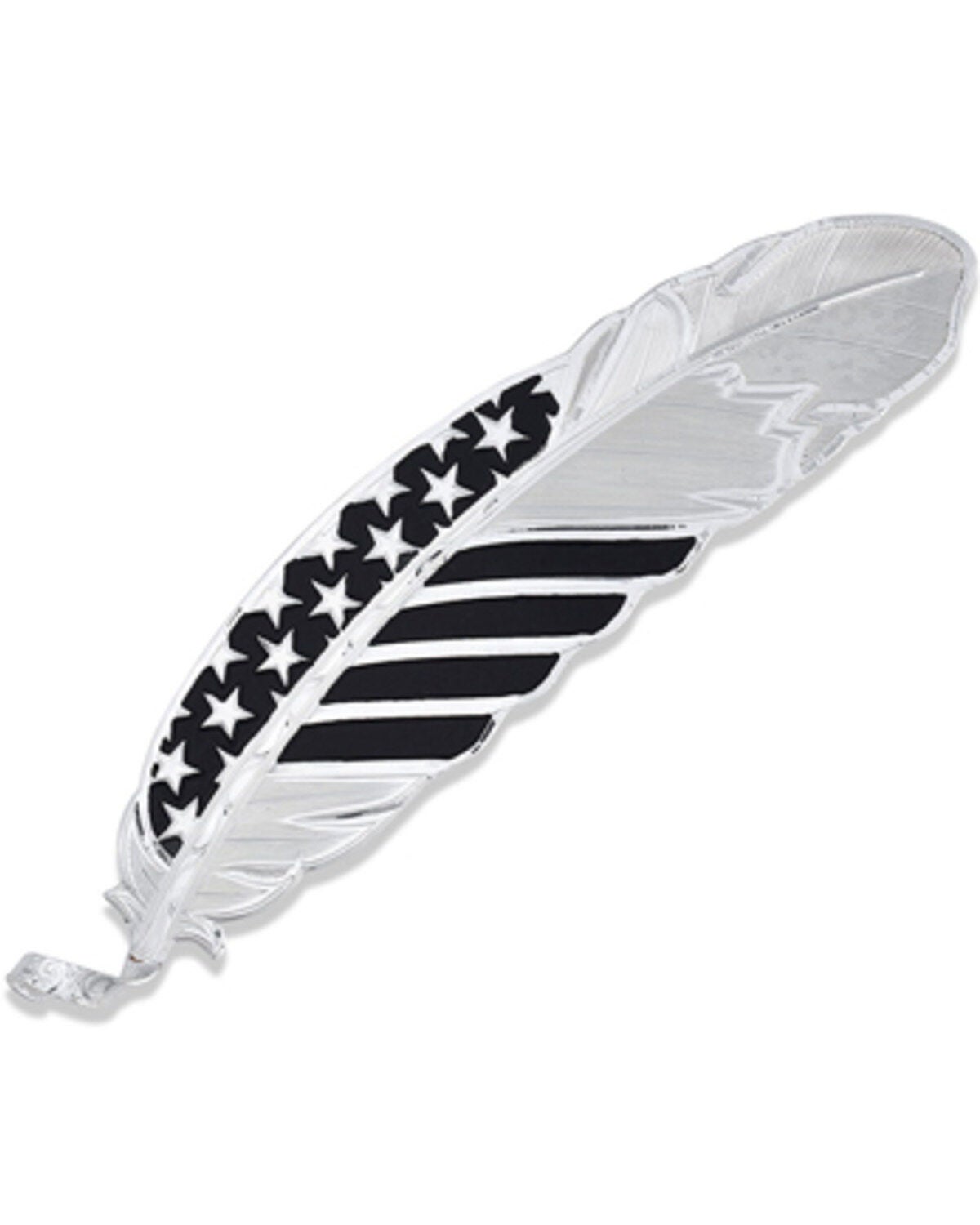 Montana Silversmiths Women's A Black Tie Affair Flag Hat Feather, Silver, hi-res