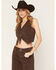 Image #1 - Shyanne Women's Kelso Leopard Print Denim Tie-Front Vest, Leopard, hi-res
