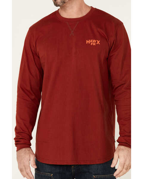 Hawx Men's FR Logo Graphic Long Sleeve Work T-Shirt , Red, hi-res