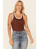 Image #1 - Wild Moss Women's Floral Print Ribbed Pointelle Tank Top, , hi-res