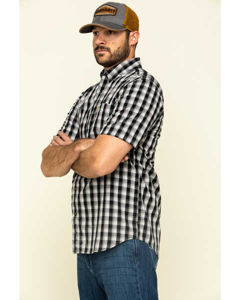 Image #3 - Carhartt Men's Black Essential Plaid Button Down Short Sleeve Work Shirt , , hi-res