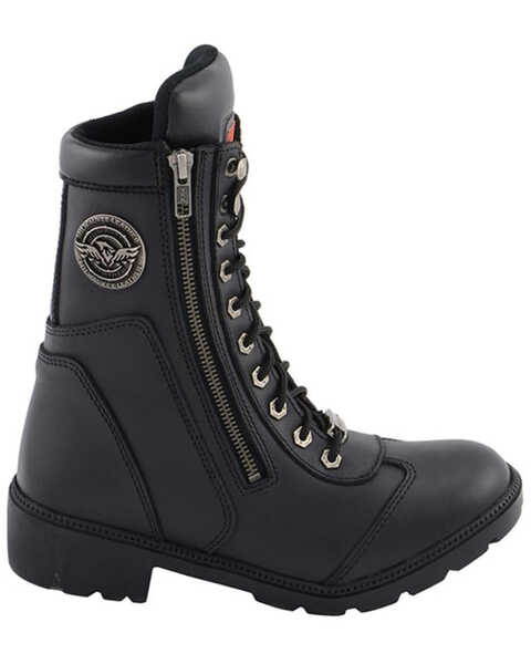 Image #2 - Milwaukee Leather Women's Black Moto Zipper Boots - Soft Toe, Black, hi-res