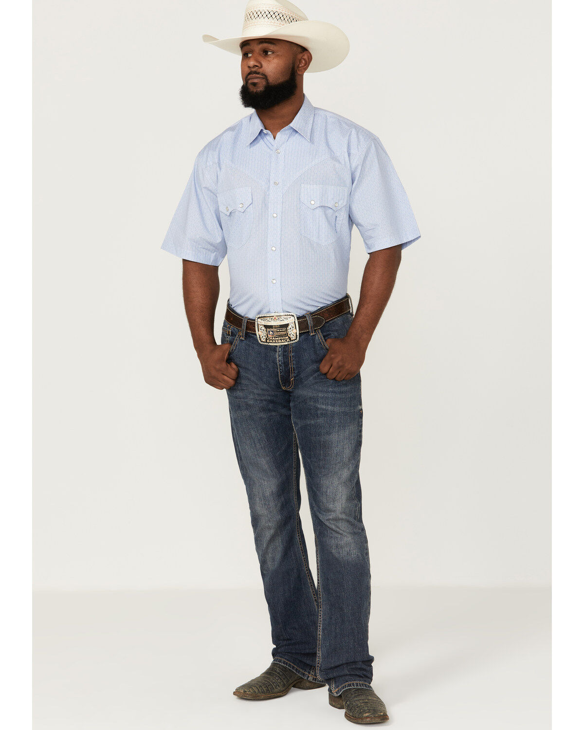Image #2 - Resistol Men's Destin All-Over Print Short Sleeve Pearl Snap Western Shirt, , hi-res