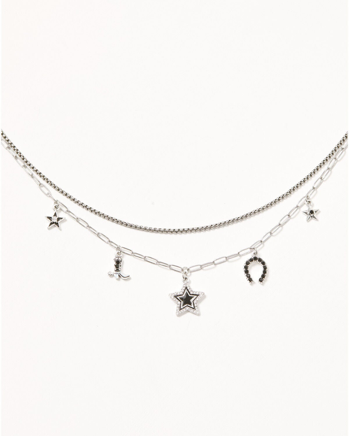 Image #1 - Shyanne Women's Layered Charm Necklace, Silver, hi-res