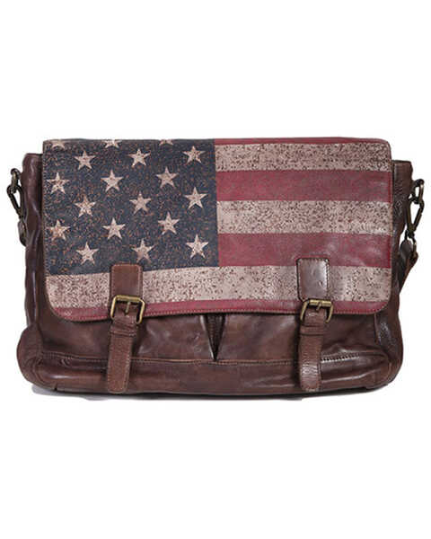 Scully Patriotic Brown Leather Crossbody Bag , Brown, hi-res