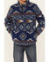 Wrangler Boys' Southwestern Print Sherpa Quarter-Zip Jacket, Blue, hi-res