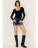 Image #1 - Wrangler Retro Women's Dark Wash Bailey High Rise Cutoff Denim Shorts, Medium Wash, hi-res