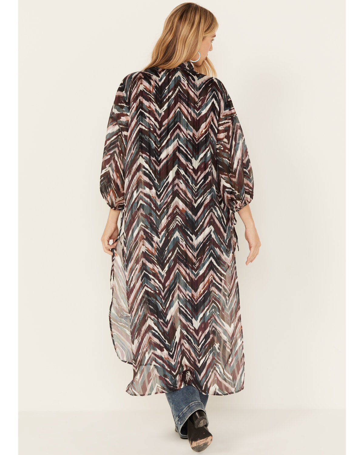 Image #4 - Shyanne Women's Printed Maxi Kimono, Maroon, hi-res