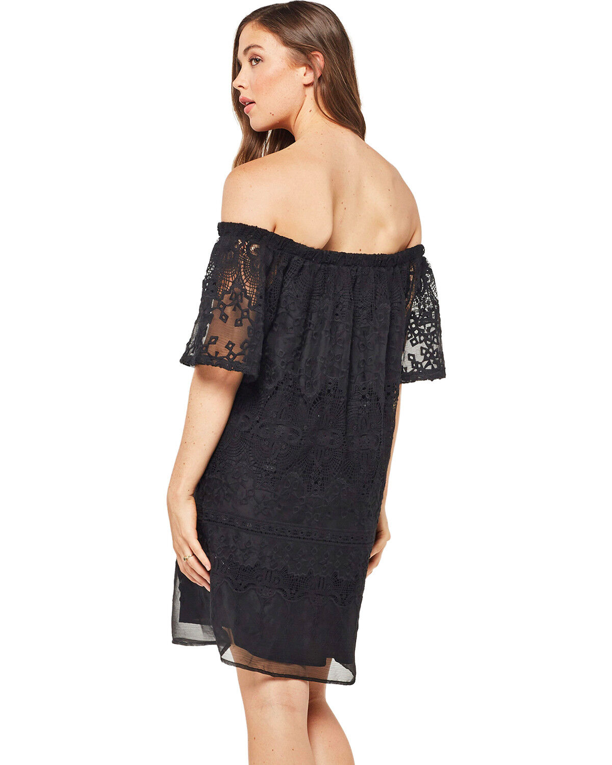 Image #3 - Glam Women's Crochet Embroidered Mini Dress, Black, hi-res