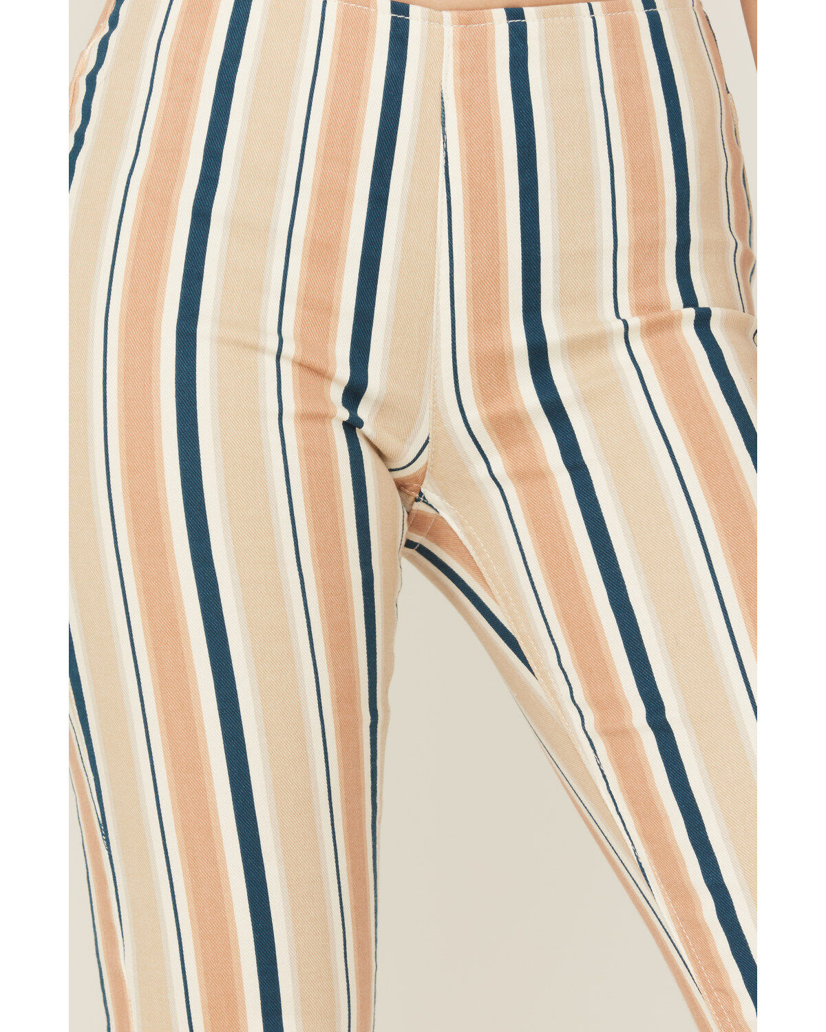 Image #2 - Rock & Roll Denim Women's Striped Pull On Flare Jeans, Tan, hi-res
