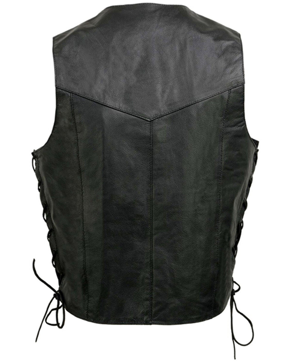 Image #2 - Milwaukee Leather Men's Classic Side Lace Biker Vest, Black, hi-res