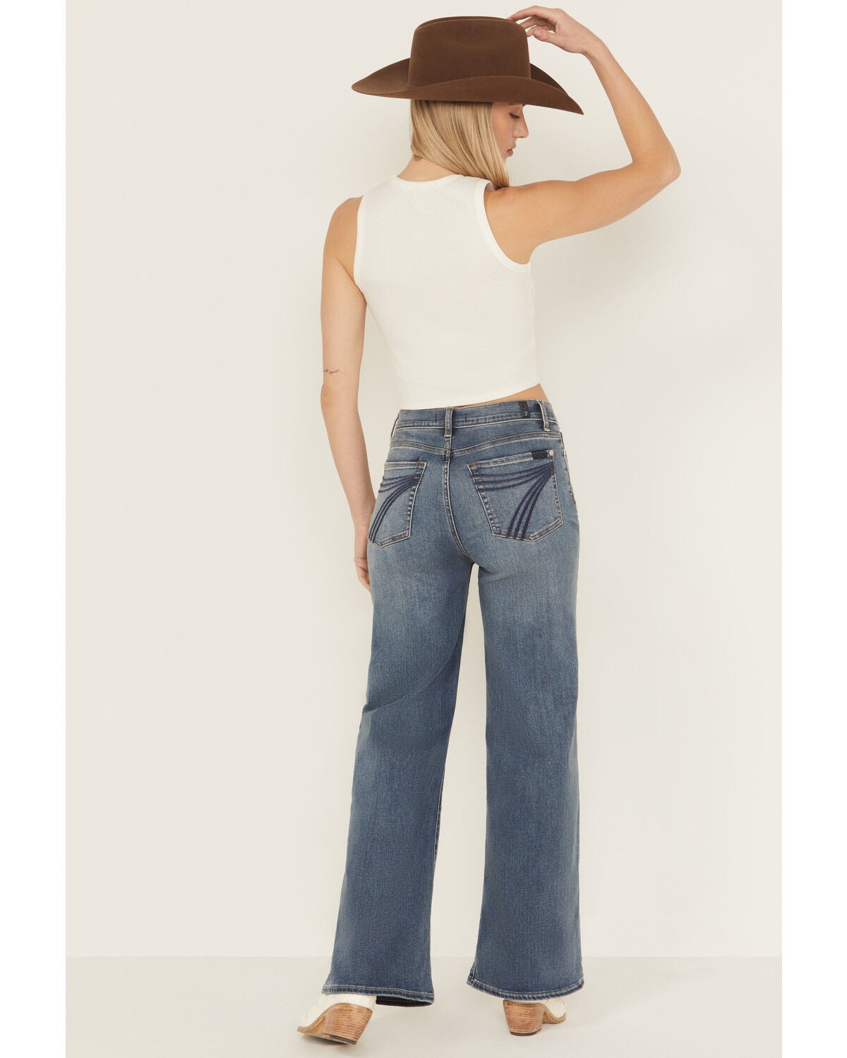 7 For All Mankind Women's Medium Wash Ultra High Rise Dojo Stretch Denim Jeans, Medium Wash, hi-res