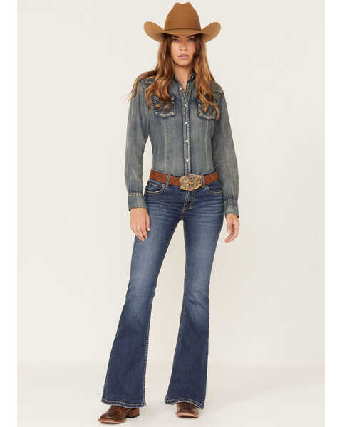 Image #3 - Wrangler Retro Women's Mae Flare Mid Rise Faith Denim Jeans, Blue, hi-res