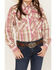 Cowgirl Hardware Girls' Embroidered Horse Plaid Print Long Sleeve Snap Western Shirt, Pink, hi-res