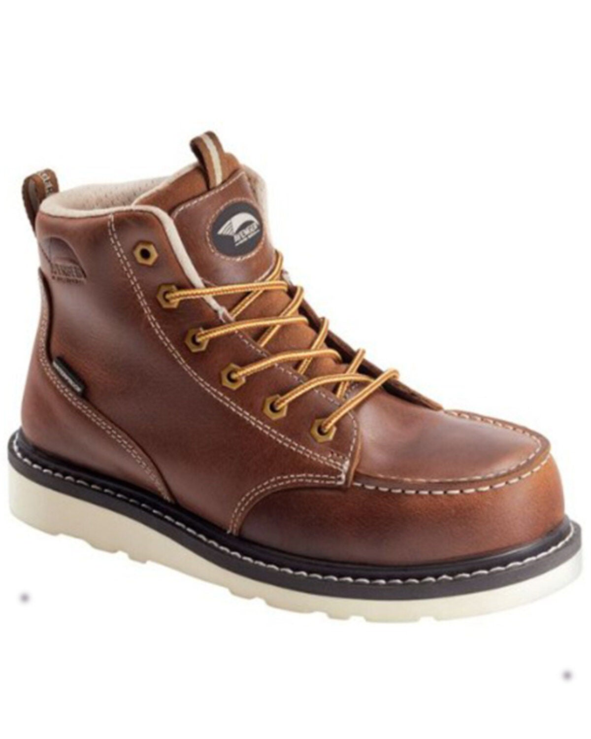 Avenger Men's Wedge 6" Mid Waterproof Lace-Up Work Boots - Carbon Nanofiber Toe, Brown, hi-res