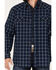 Cody James Men's Ghost Tree Plaid Button Down Sherpa Bonded Western Flannel Shirt Jacket, Navy, hi-res
