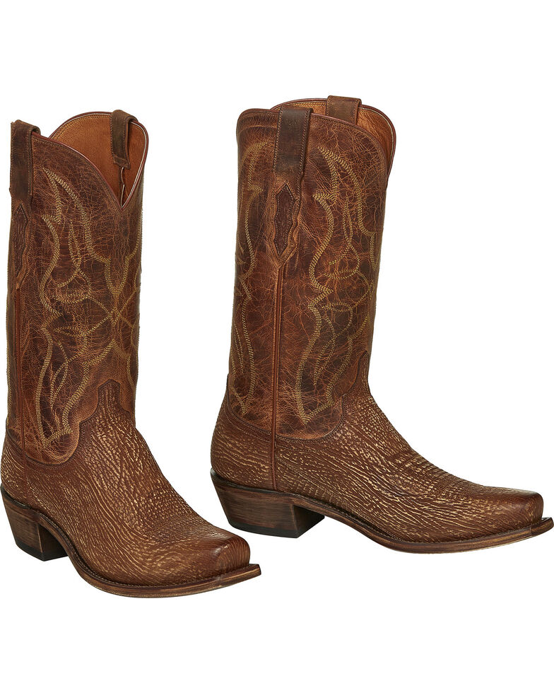 Lucchese Handmade Cognac Carl Sharkskin Cowboy Boots - Snip Toe | Boot Barn