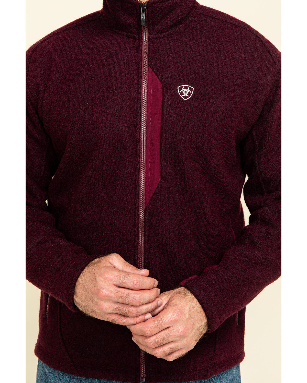 Image #4 - Ariat Men's Malbec Heather Bowdrie Bonded Full Zip Front Jacket, Wine, hi-res