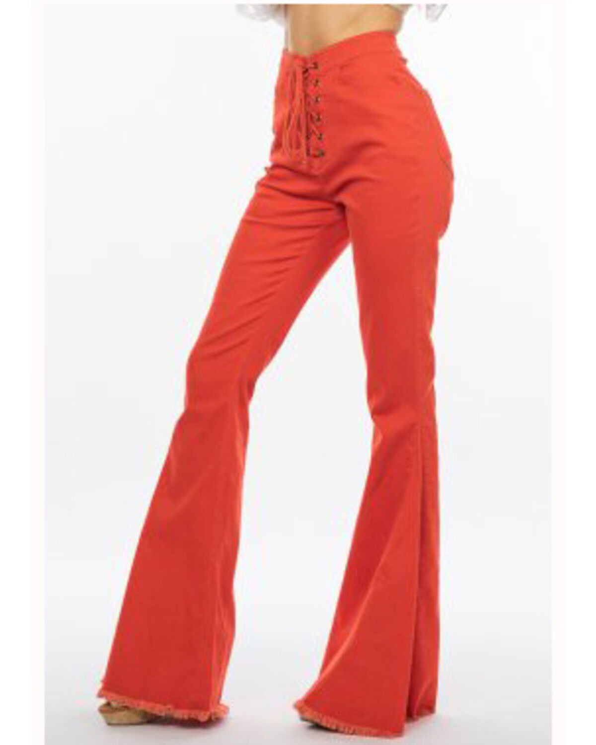 red high rise pants