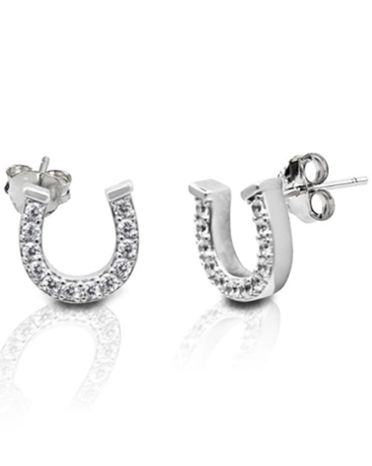 Kelly Herd Women's Silver Pav&eacute; Horseshoe Stud Earrings, No Color, hi-res