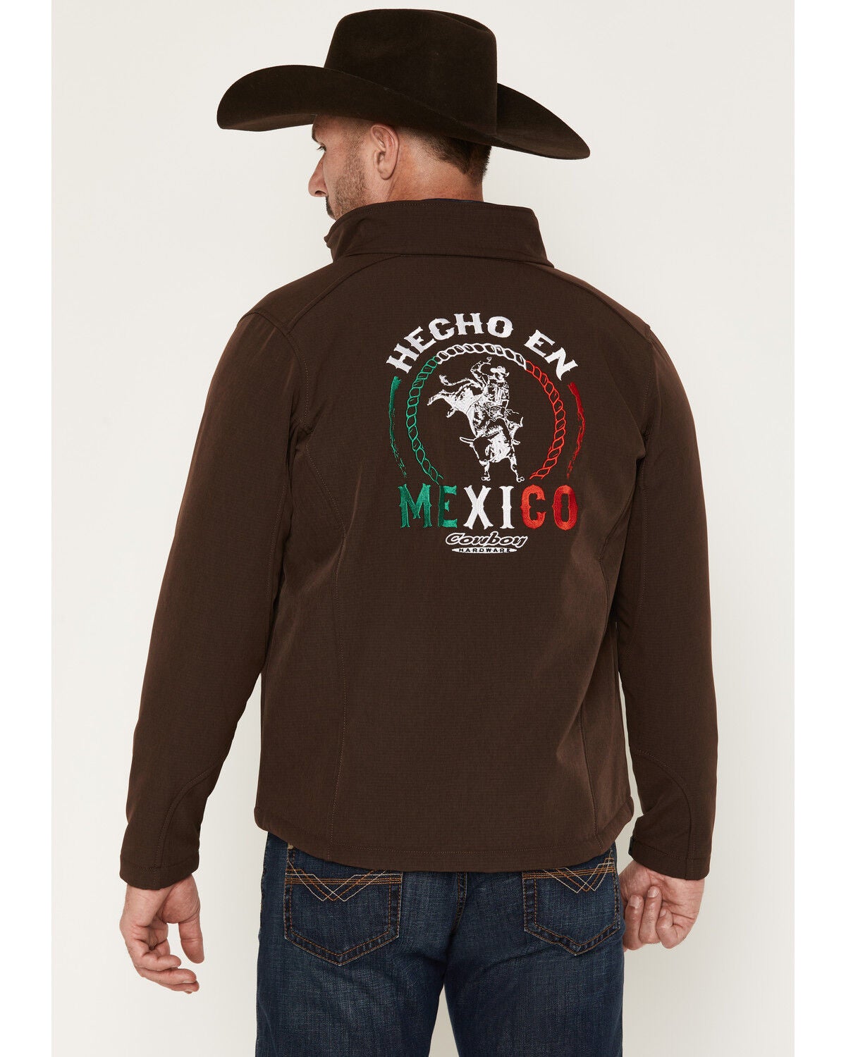 Image #4 - Cowboy Hardware Men's Hecho en Mexico Softshell Jacket, Dark Brown, hi-res