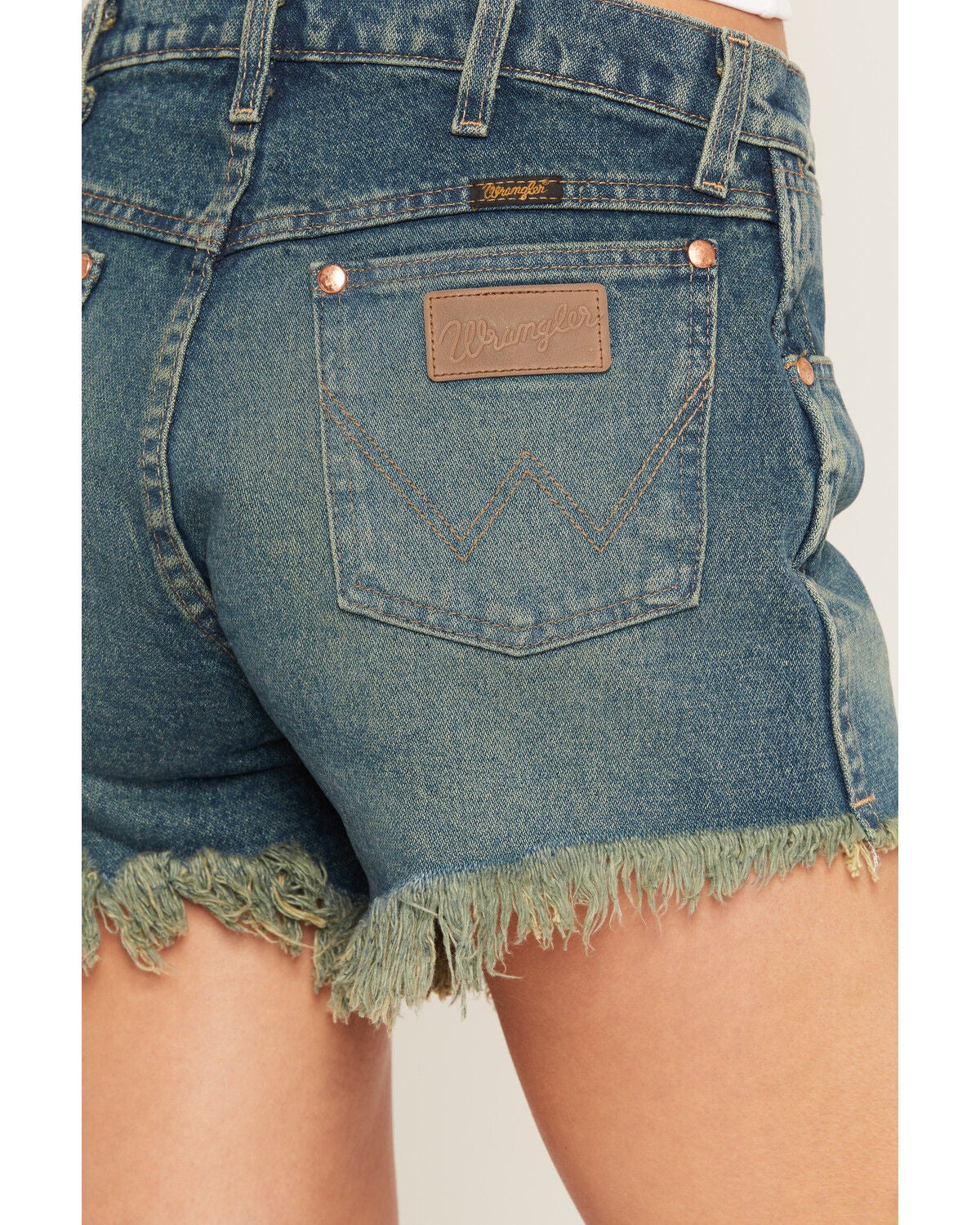 Image #4 - Wrangler Women's Dark Wash High Rise Reworked Denim Shorts, , hi-res