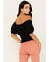 Shyanne Women's Puff Sleeve Smocked Bodice Top, Black, hi-res