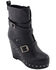 Image #1 - Milwaukee Leather Women's Triple Strap Wedge Boots - Round Toe, Black, hi-res