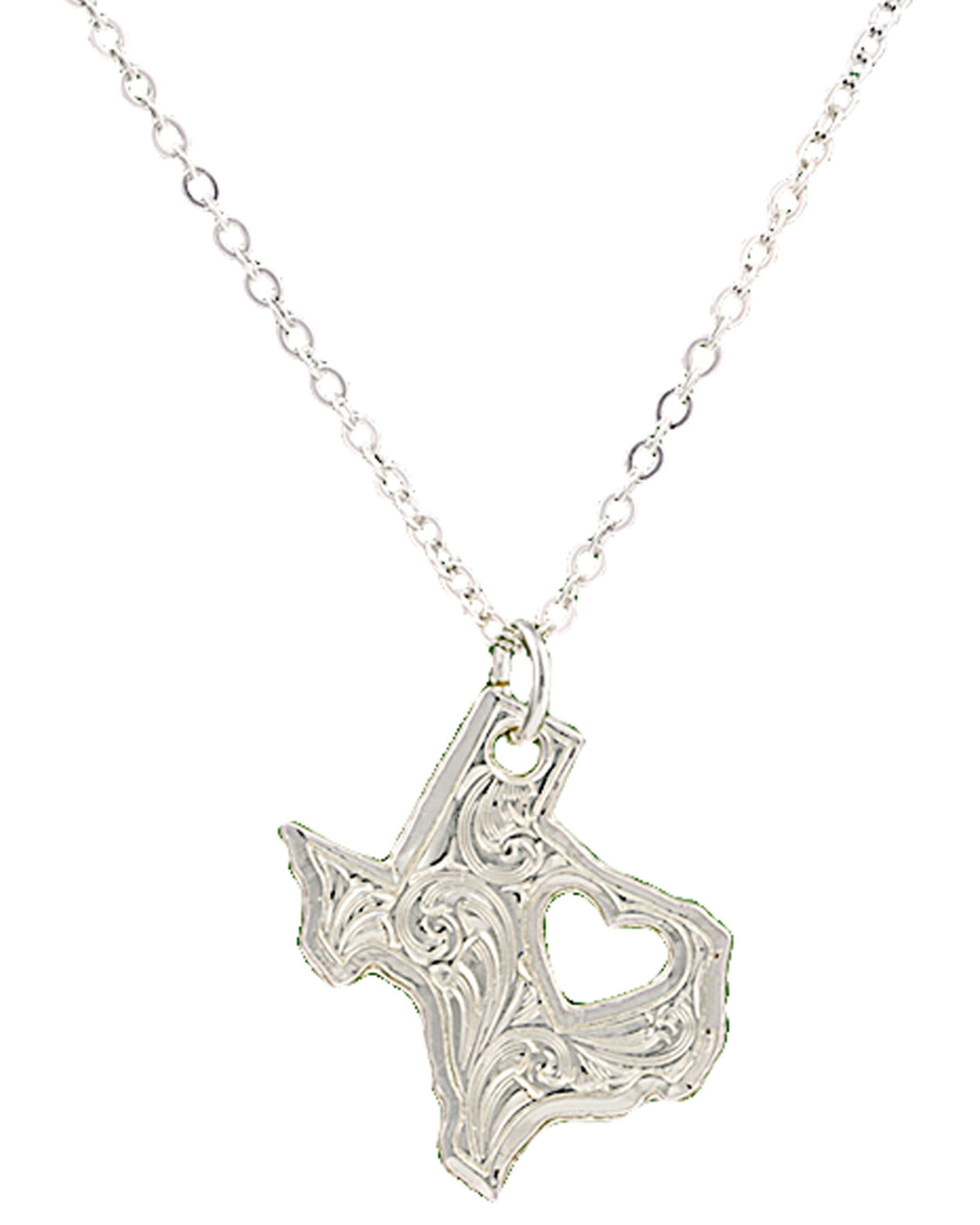 Image #1 - Montana Silversmiths I Heart Texas Necklace, Silver, hi-res