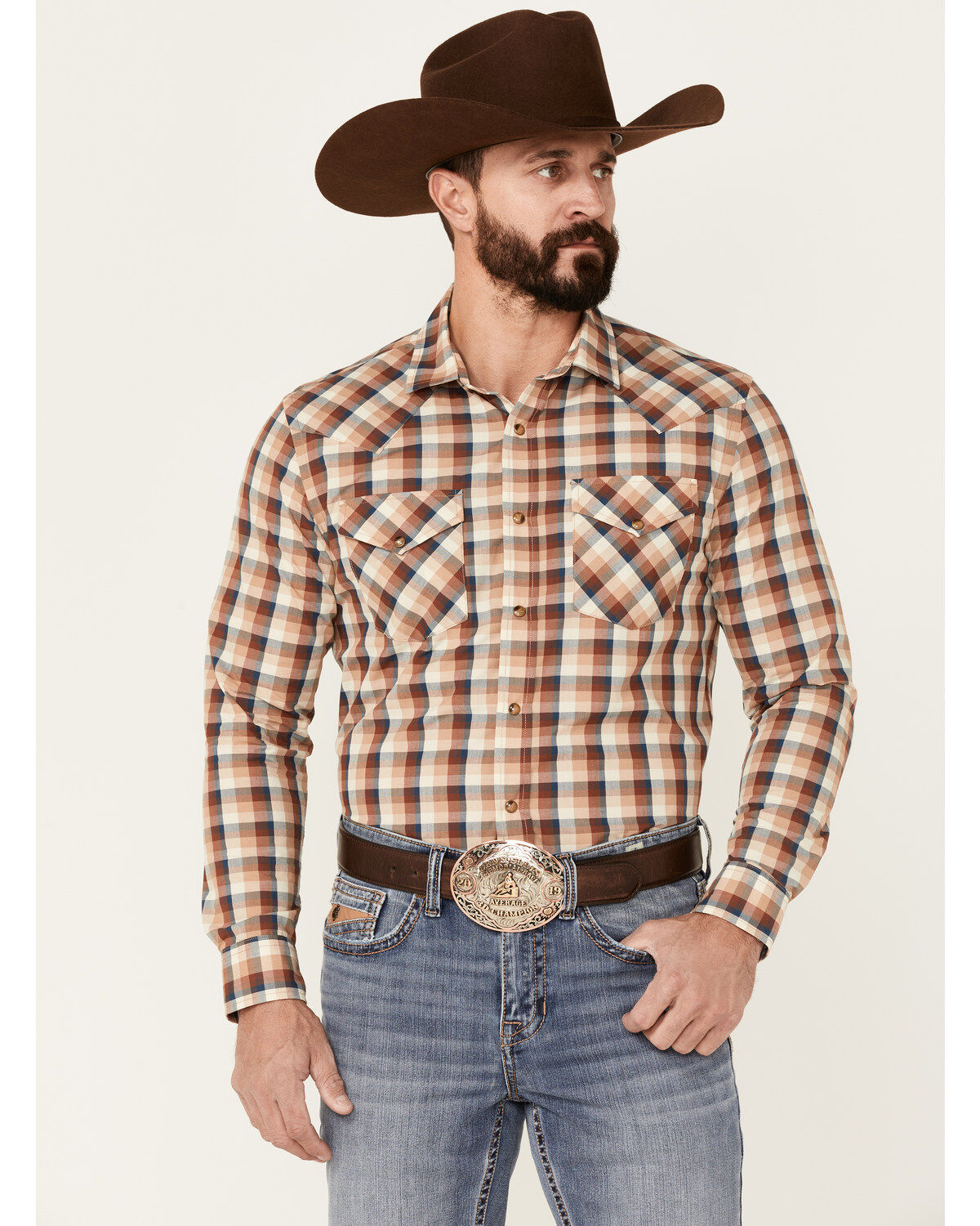 Image #1 - Pendleton Men's Multi Frontier Plaid Long Sleeve Snap Western Shirt, Multi, hi-res