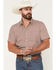 Image #1 - Gibson Trading Co Men's Kick Dust Geo Print Short Sleeve Button-Down Western Shirt, Burgundy, hi-res