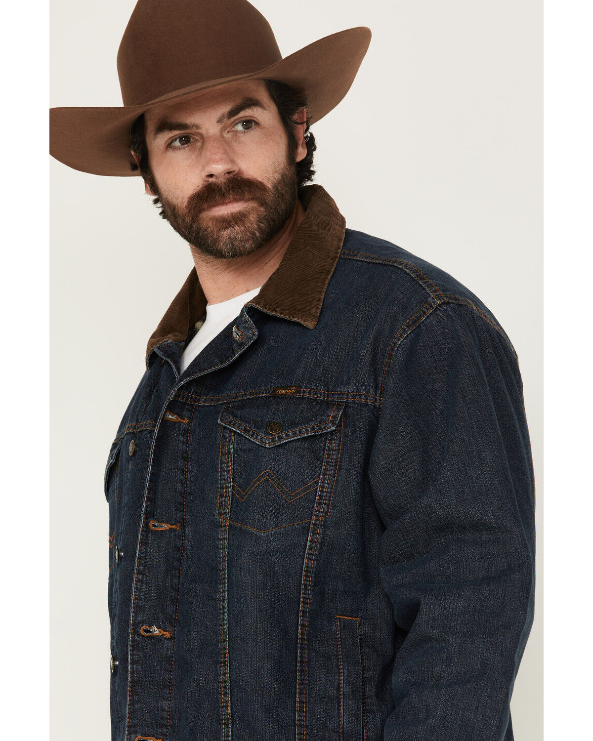 Image #2 - Wrangler Men's Concealed Carry Blanket-Lined Denim Jacket, Indigo, hi-res