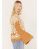 Wrangler Retro Women's Southwestern Print Ribbed Bell Sleeve Sweater, Tan, hi-res