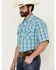 Image #2 - Wrangler 20X Men's Plaid Print Short Sleeve Snap Stretch Western Shirt - Tall, Blue, hi-res