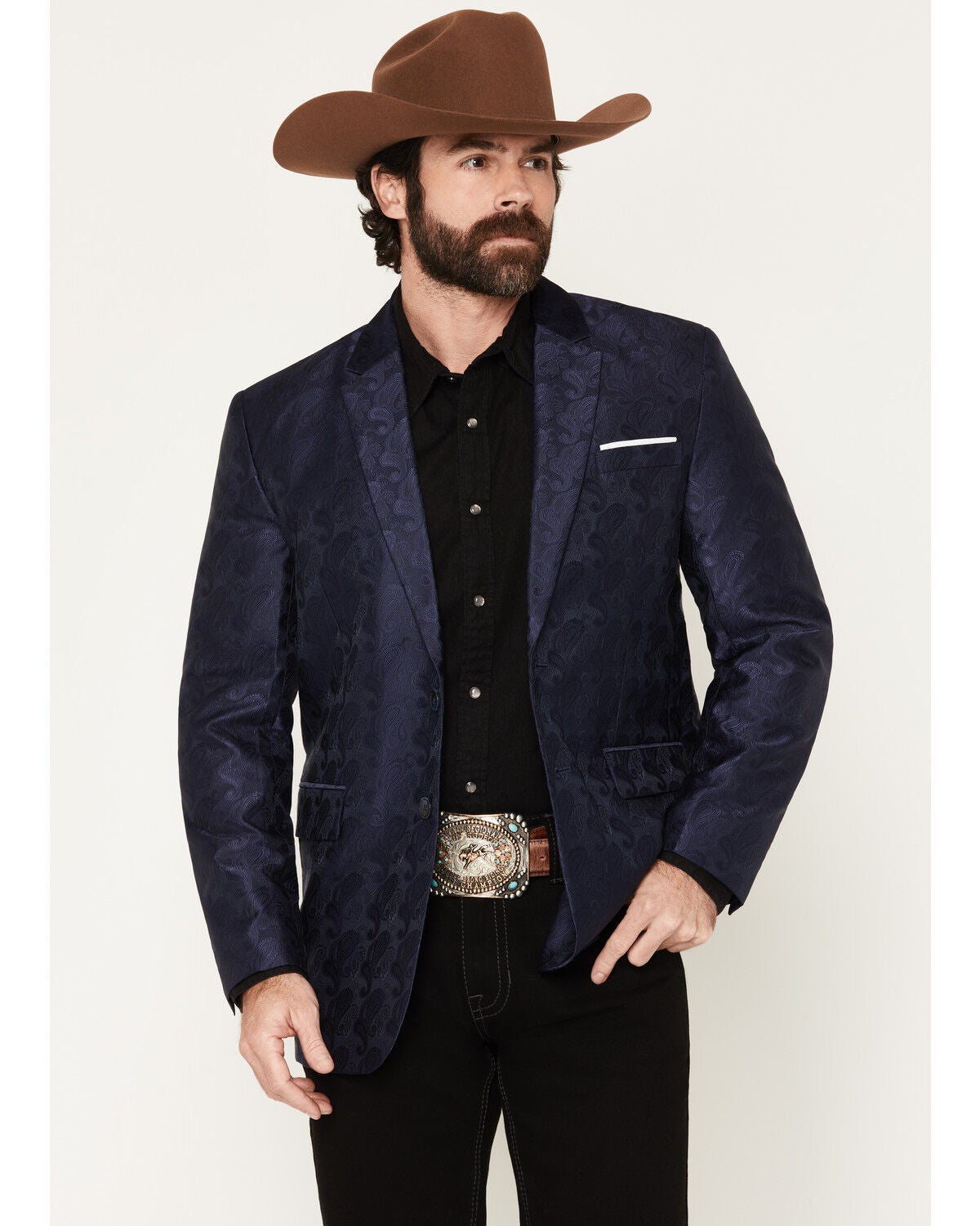 Image #1 - Rock & Roll Denim Men's Paisley Print Sportcoat, Navy, hi-res