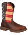 Image #1 - Rebel by Durango Men's Steel Toe American Flag Western Work Boots, Brown, hi-res