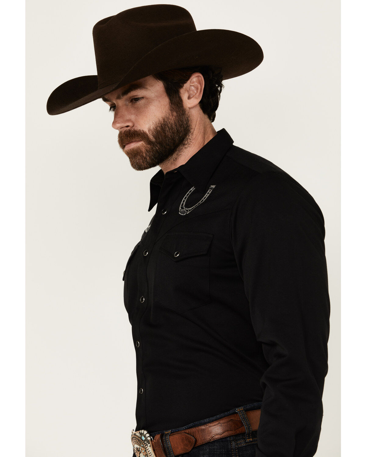 Product Name:  Roper Men's Old West Horseshoe Embroidered Long Sleeve Snap Western Shirt