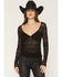 Image #1 - Miss Me Women's Lace Long Sleeve Shirt, Black, hi-res