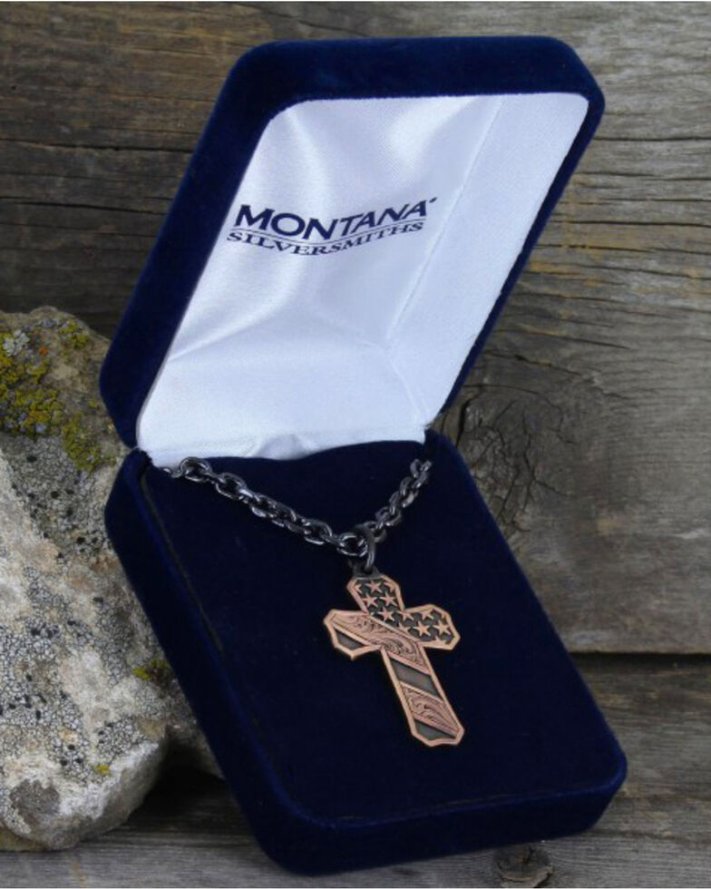 Montana Silversmiths Men's Nickel Faded Glory Cross Necklace Boot Barn