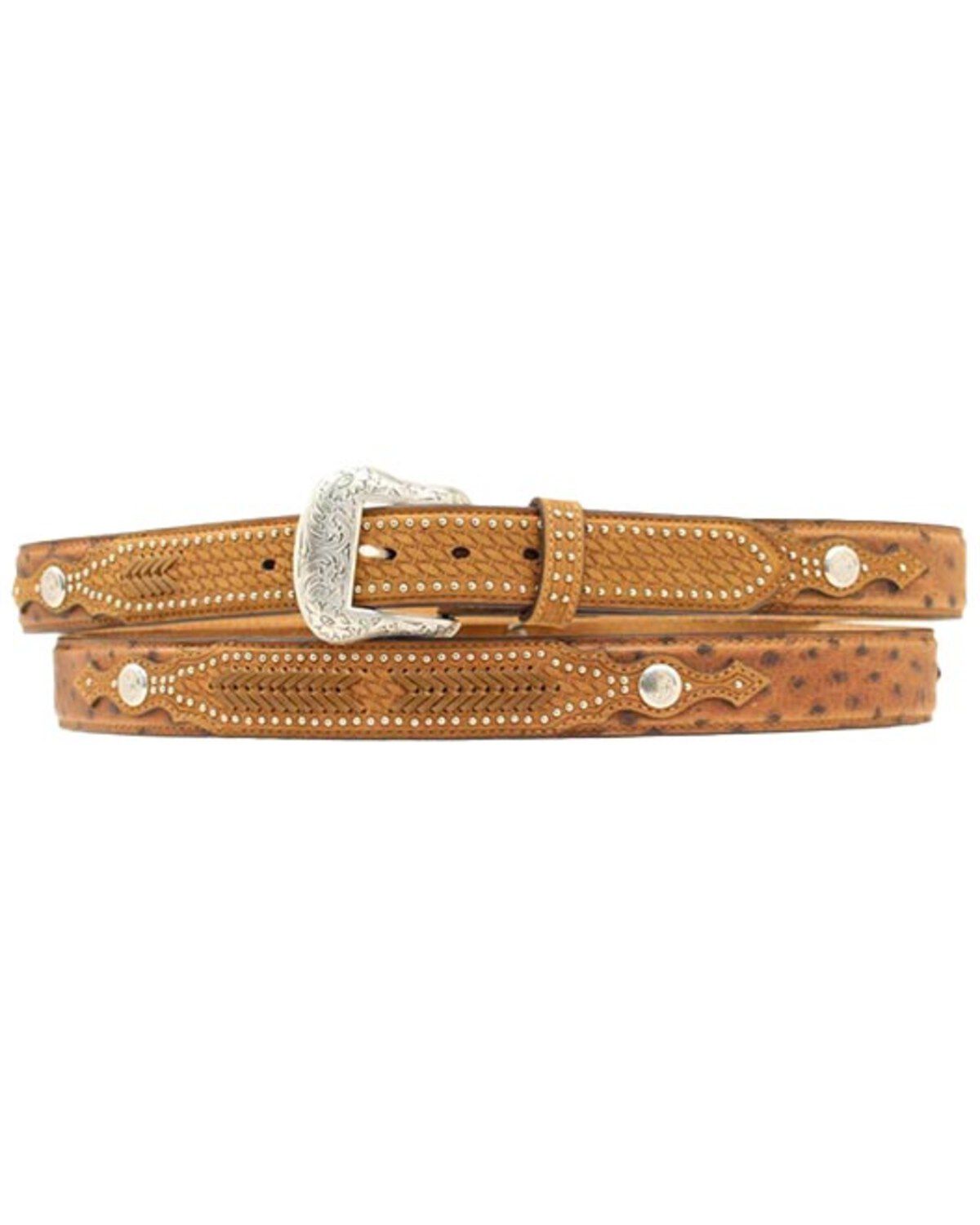 Image #1 - Nocona Men's Ostrich Underlay Western Belt, Brown, hi-res
